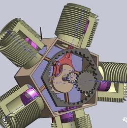 【发动机电机】5缸星形发动机演示结构模型3D图纸 Solidworks设计 附IGS