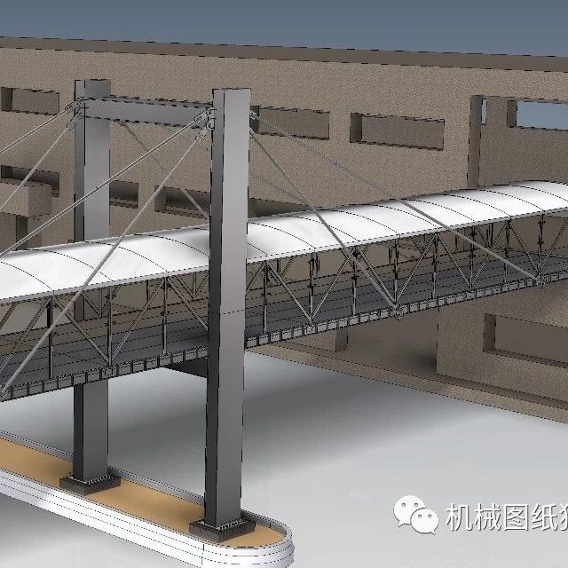 【工程机械】两幢楼之间的廊桥3D数模图纸 STP格式