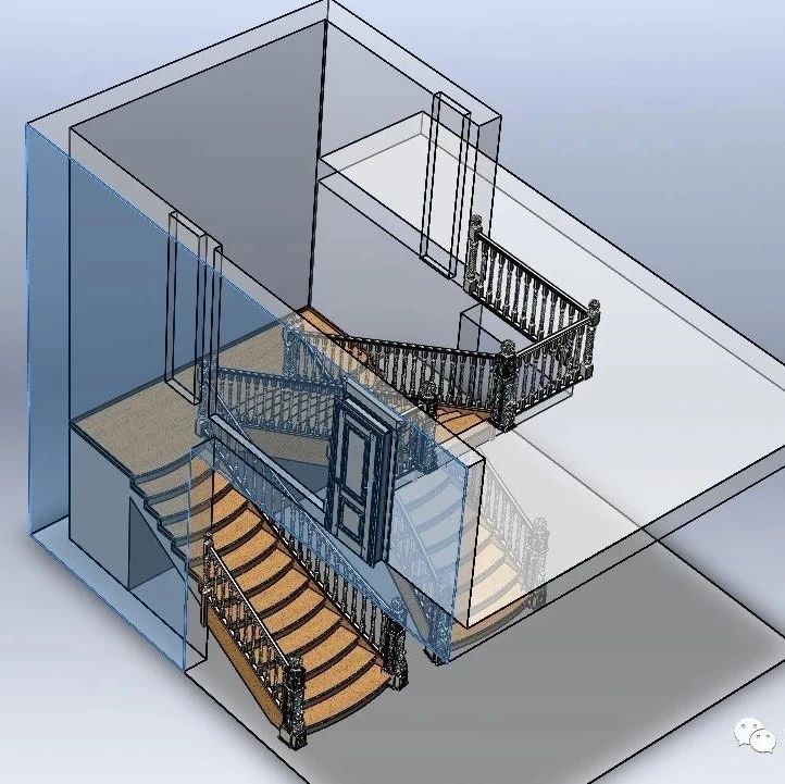 【生活艺术】Stairs Azovo二层别墅楼梯模型3D图纸 Solidworks设计