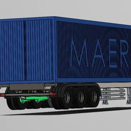 【工程机械】MAERSK马士基集装箱拖车3D数模图纸 Solidworks设计