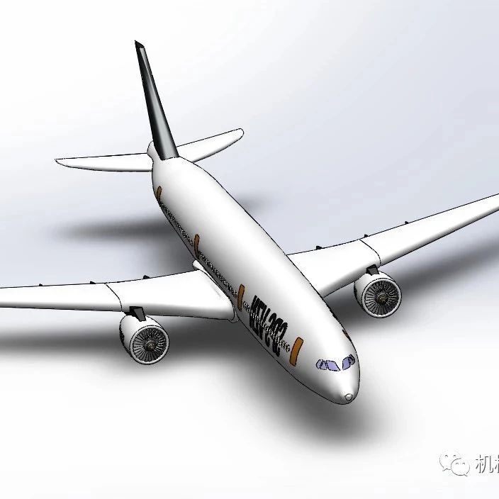 【飞行模型】空客A350XWB宽体飞机简易模型3D图纸 Solidworks设计