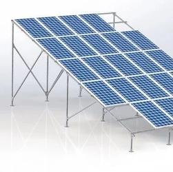 【工程机械】太阳能电池板及其支架3D数模图纸 Solidworks设计