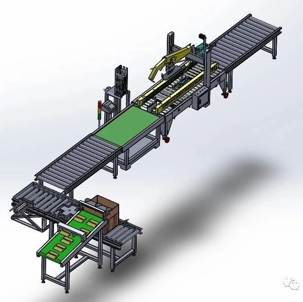 【非标数模】装箱称重封箱流水线3D数模图纸 Solidworks设计