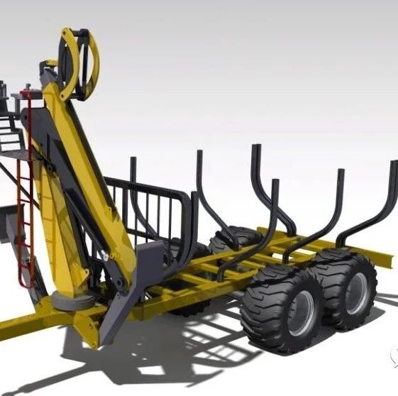 【工程机械】木头砍伐装载拖车3D数模图纸 CATIA设计