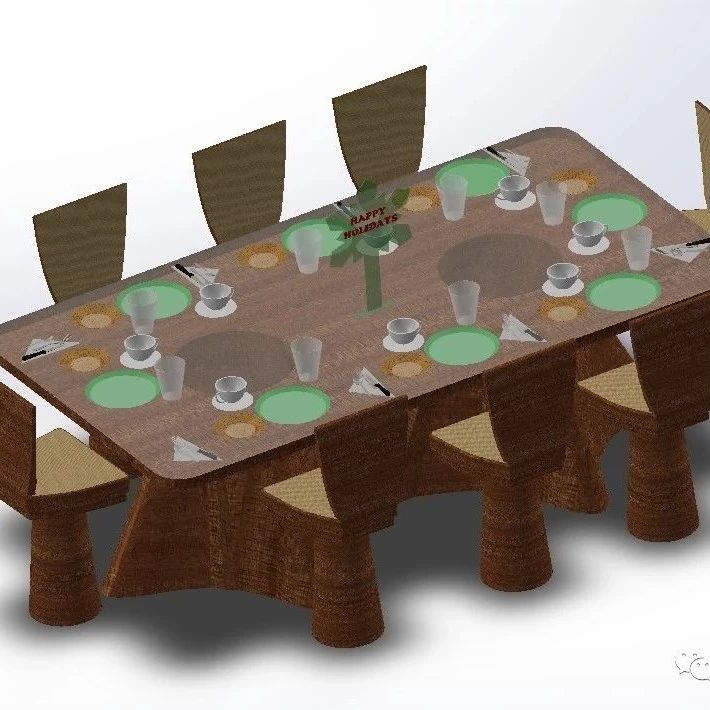 【生活艺术】8座餐具餐桌模型3D图纸 Solidworks设计