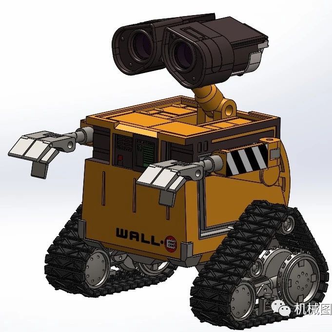 【机器人】Wall-E瓦力机器人3D图纸 SolidWorks设计 附STL格式