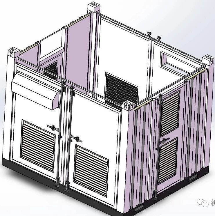 【工程机械】集装箱式箱变钣金结构3D图纸 Solidworks设计