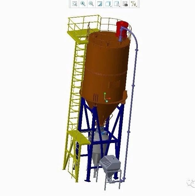 【工程机械】粉体料仓输送设备3D模型图纸 CREO设计