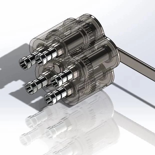 【工程机械】轮爪螺母张紧装置齿轮箱3D模型图纸 Solidworks设计