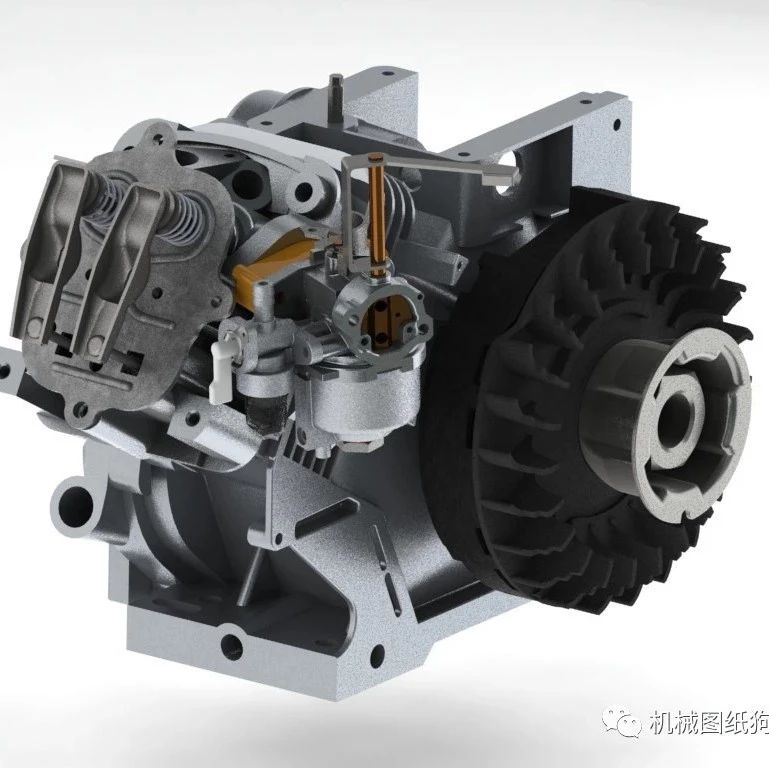 【发动机电机】单缸四冲汽油发动机3D图纸 Solidworks设计