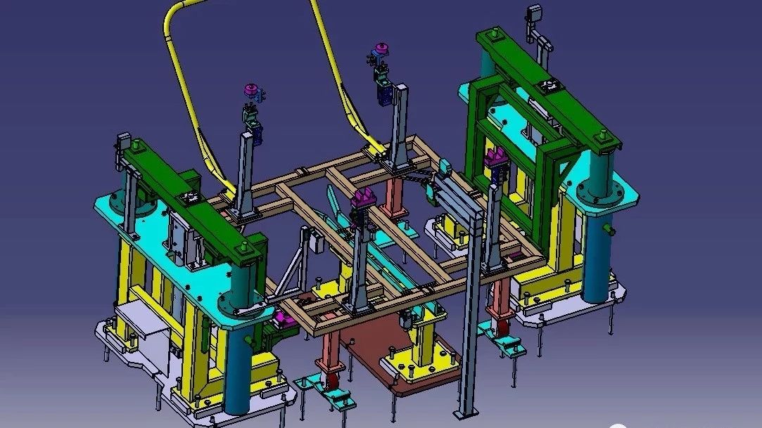 【工程机械】汽车生产线用夹具3D模型图纸 CATIA设计