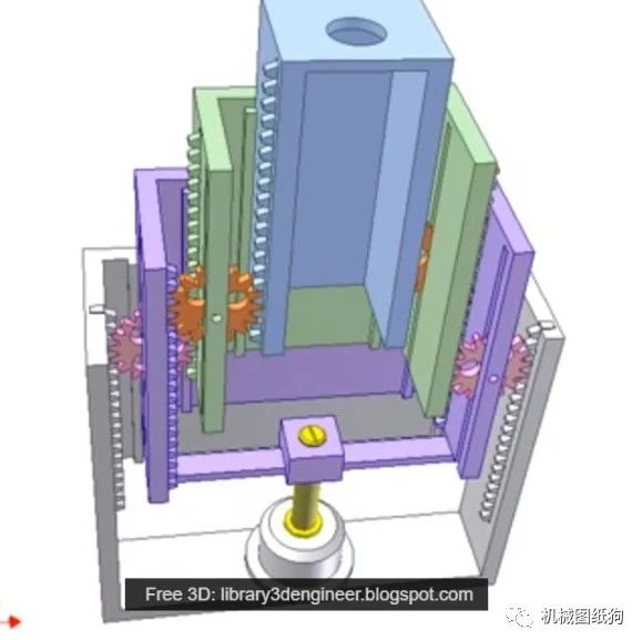 【精巧机构】齿轮机械伸缩缸机构3D图纸 STP格式