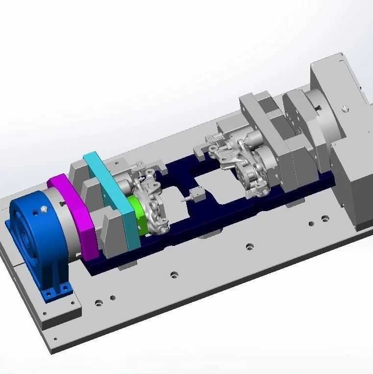 【工程机械】汽车转向节四轴加工夹具3D模型图纸 Solidworks设计