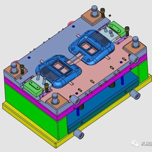 【工程机械】2 cavity and 8 lifters模具设计3D图纸 STP格式