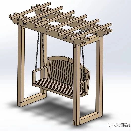 【生活艺术】凉亭摇椅模型3D图纸 STEP格式