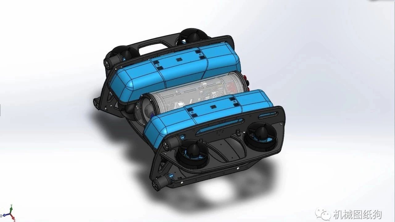 【机器人】重型改装BlueROV2水下机器人3D建模图纸 Solidworks设计