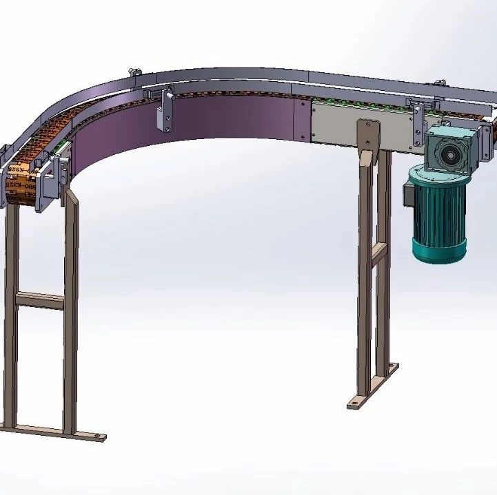【工程机械】90度板链输送机3D模型图纸 Solidworks设计