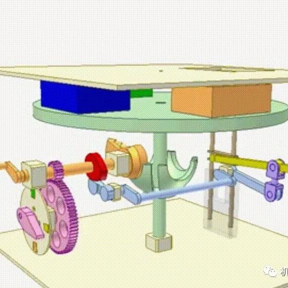 【精巧机构】轮转盒子传动演示机构3D模型图纸 STP格式