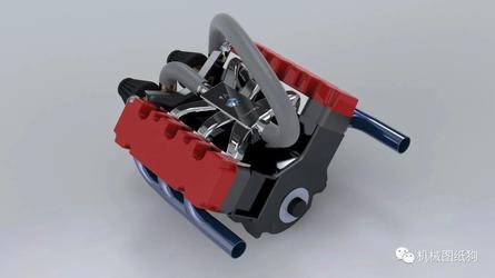 【发动机电机】V6 Transmission简易六缸发动机模型3D图纸 Solidworks设计