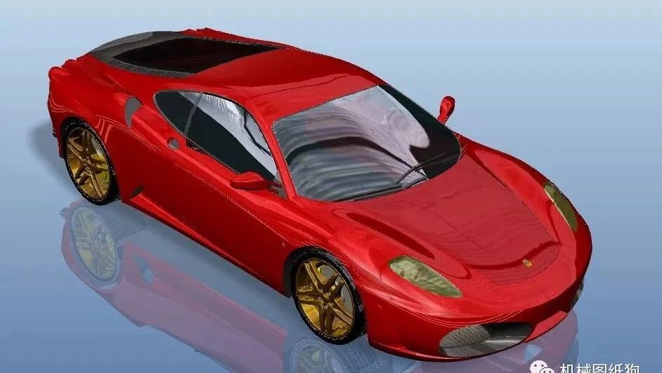 【汽车轿车】Ferrari F430跑车造型模型3D图纸 CREO设计 附bip渲染格式