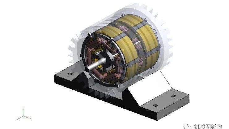 【发动机电机】EV电机3D模型图纸 IGS格式