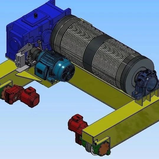 【工程机械】汽车起重机卷扬机3D模型图纸 STP格式