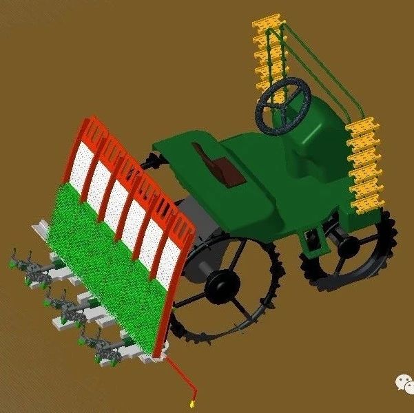 【农业机械】乘骑式插秧机3D模型图纸 PROE设计