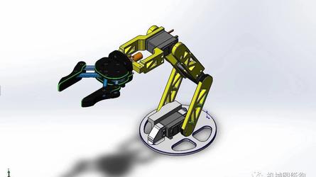 【机器人】简易4 DOF机械手模型3D图纸 Solidworks设计