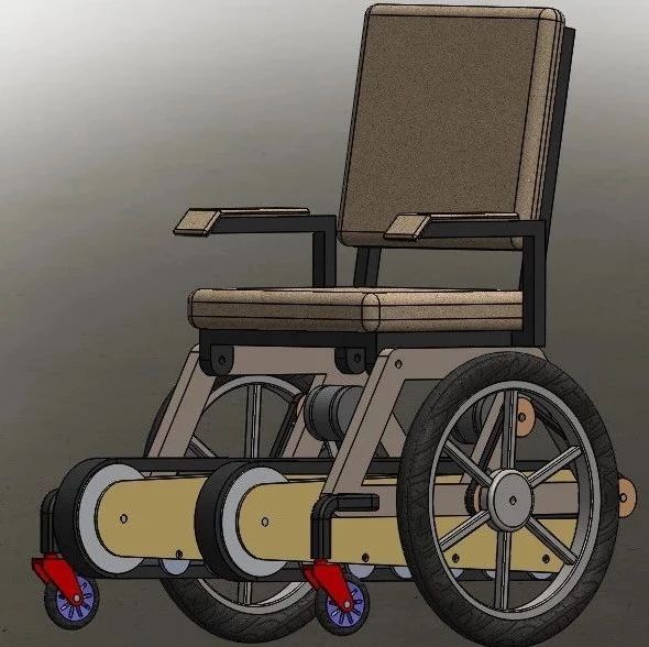 【其他车型】轮子可调节爬梯轮椅3D模型图纸 Solidworks设计