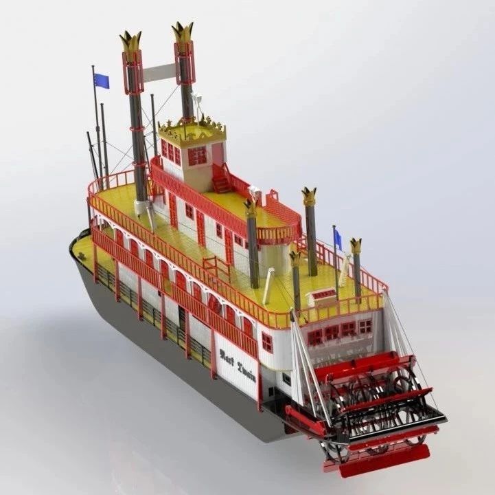 【海洋船舶】47cm蒸汽船模型3D图纸 Solidworks设计