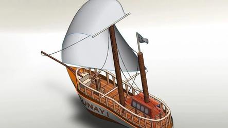 【海洋船舶】卡通版帆船3D模型图纸 Solidworks设计