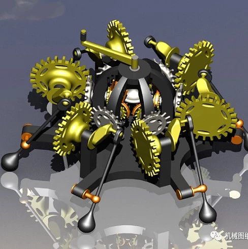 【精巧机构】六足齿轮系统图纸 SolidWorks设计 齿轮传动模型