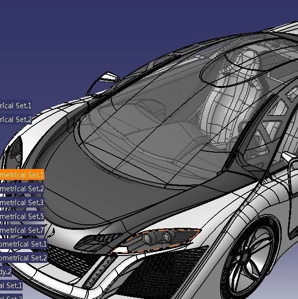 【汽车轿车】NRJ双座全天窗跑车3D图纸 CATIA设计 单个CATPart文件 附STEP格式