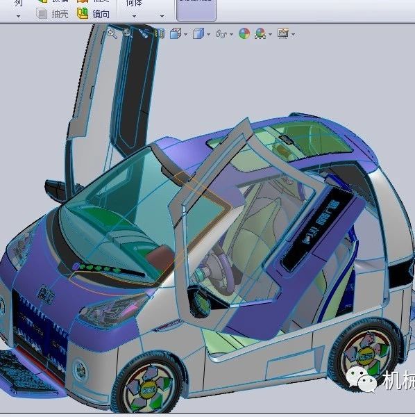 【汽车轿车】小型双座概念环保电动汽车3D图纸 SolidWorks设计 附STEP格式