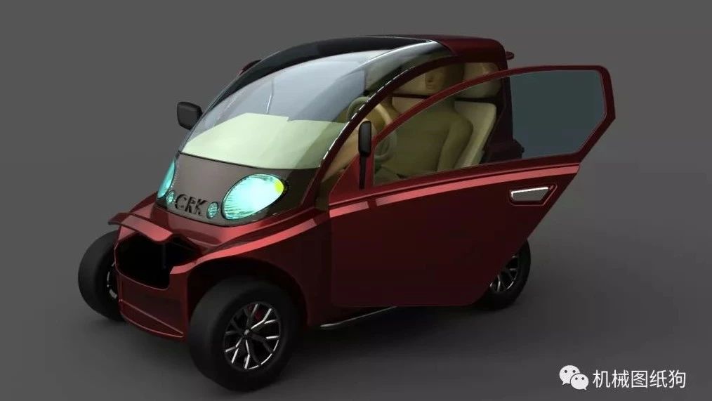 【汽车轿车】crk概念微型双人环保电动汽车图纸(duet版) Solidworks设计 IGS