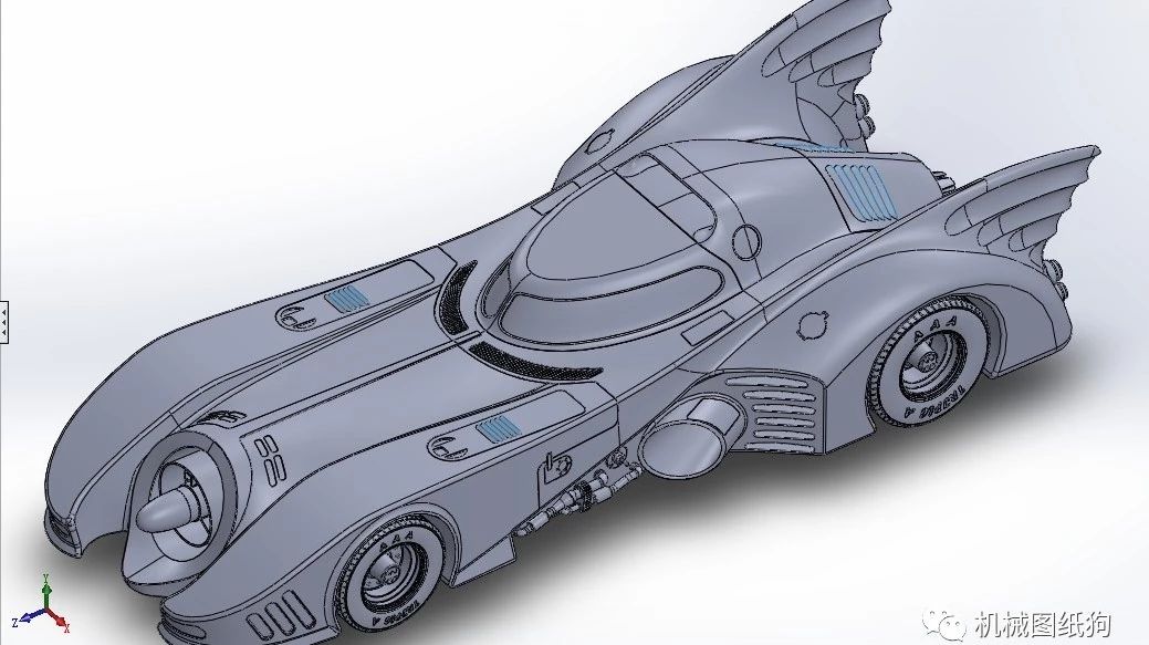 【其他车型】1989蝙蝠侠坐骑Batmobile三维外型图纸 sldprt IGS STEP格式