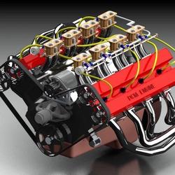 【发动机电机】驱动控制DCM V8汽车发动机图纸 3D引擎模型 IGS和stp格式