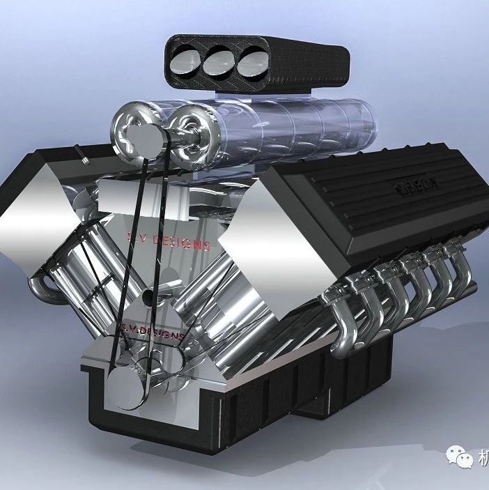【发动机电机】S.V. Designs V12发动机3D模型图纸 汽车引擎 step igs 