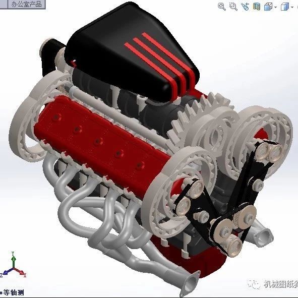 【发动机电机】V12发动机3D模型图纸 汽车引擎 水冷设计 SolidWorks
