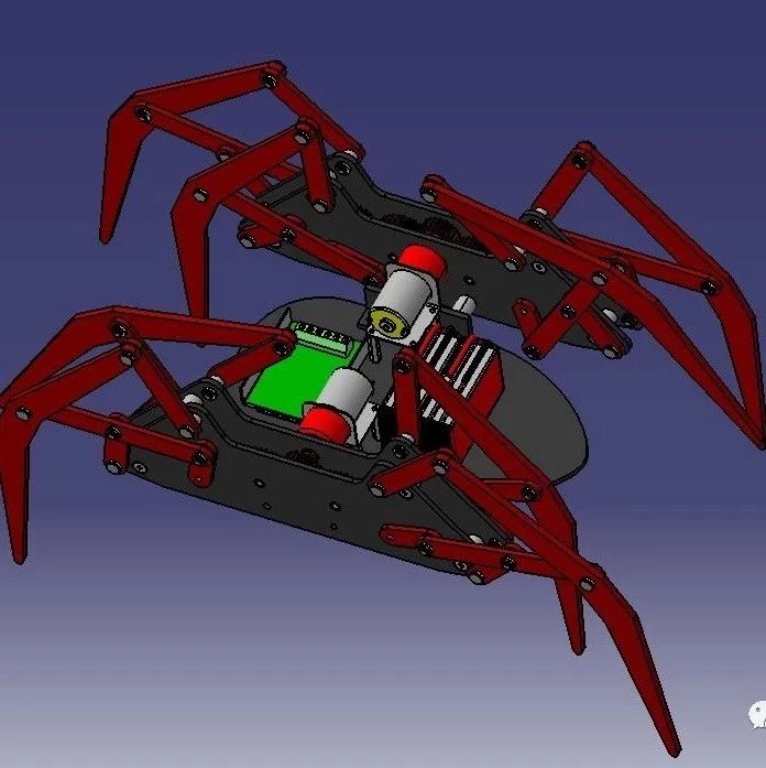 【机器人】蜘蛛爬行机器人3D模型图纸 STEP格式