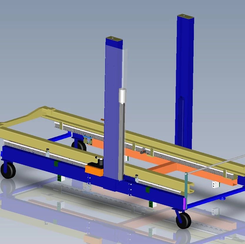 【非标数模】液压升降机 车厢升降机构3D数模图纸 Solidworks设计 附IGS格式