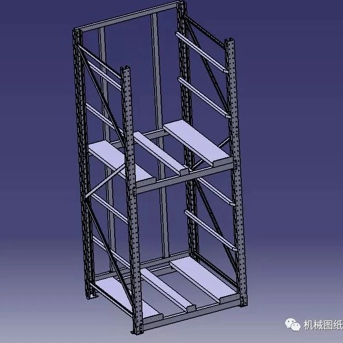 【工程机械】普通单组双层货架3D数模图纸 STP格式