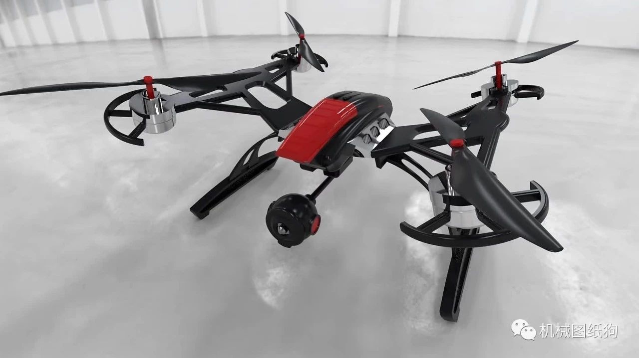 【飞行模型】Drone小巧航拍无人机造型3D模型图纸 Solidworks设计