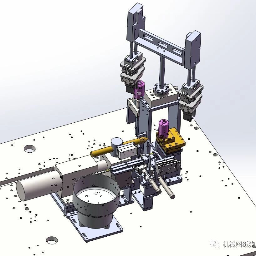 【非标数模】机壳振动盘分料送料电焊及下料机构3D模型图纸 Solidworks设计