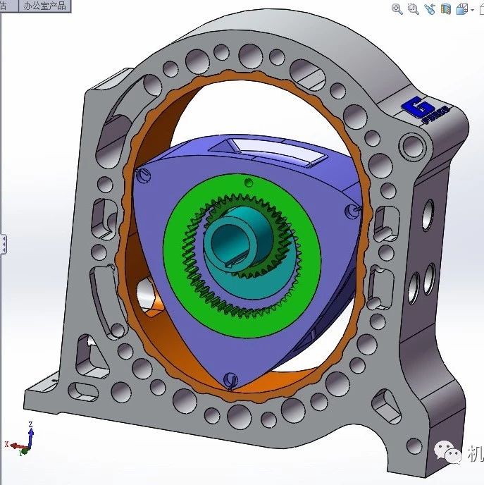 【发动机电机】简易Mazda马自达B13转子发动机图纸 SolidWorks设计 汪克尔引擎