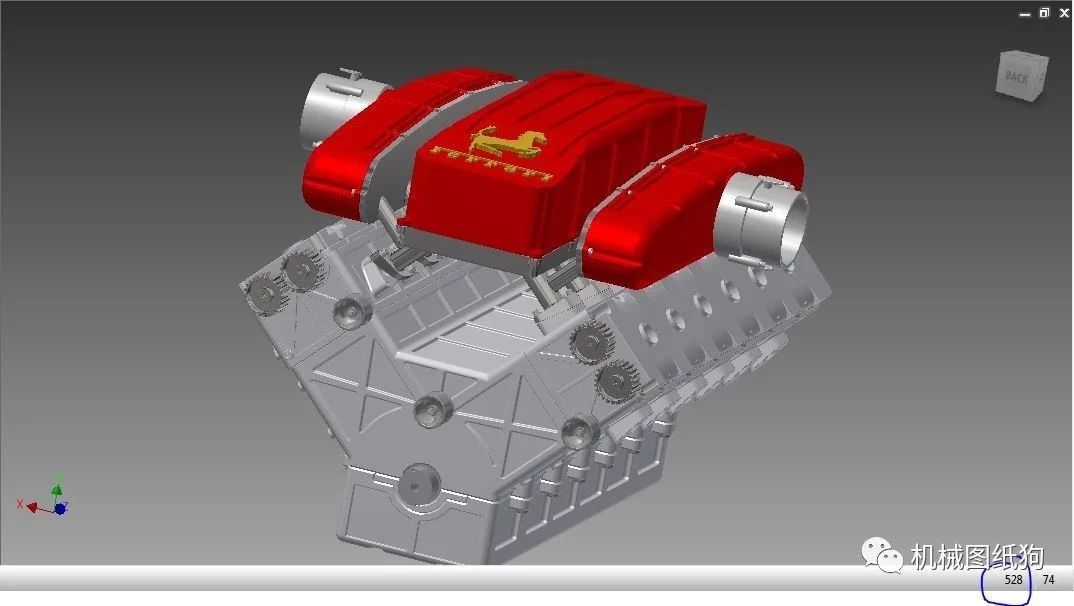 【发动机电机】法拉利 Ferrari v12发动机设计图纸 stp格式 汽车引擎3D建模