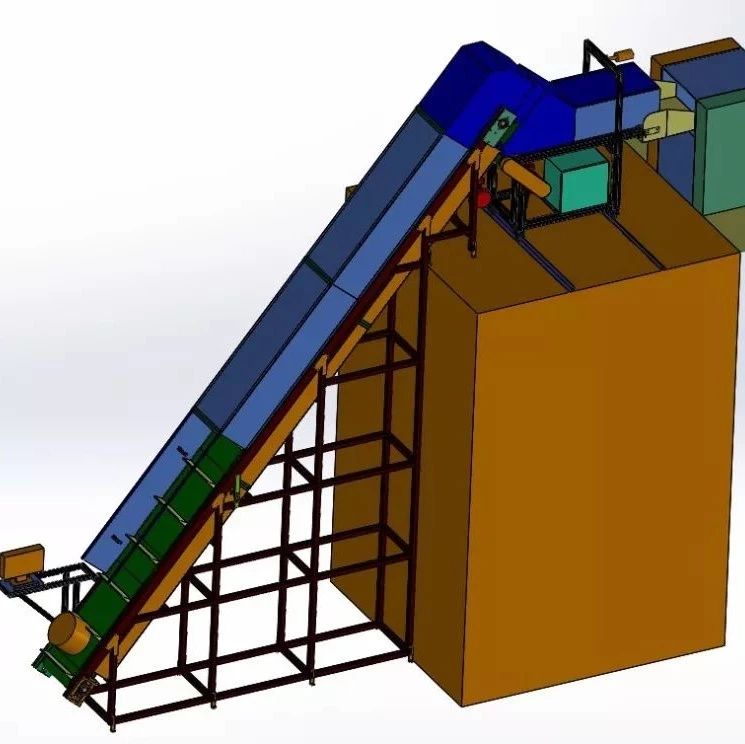 【非标数模】爬坡输送机3D模型图纸 Solidworks设计