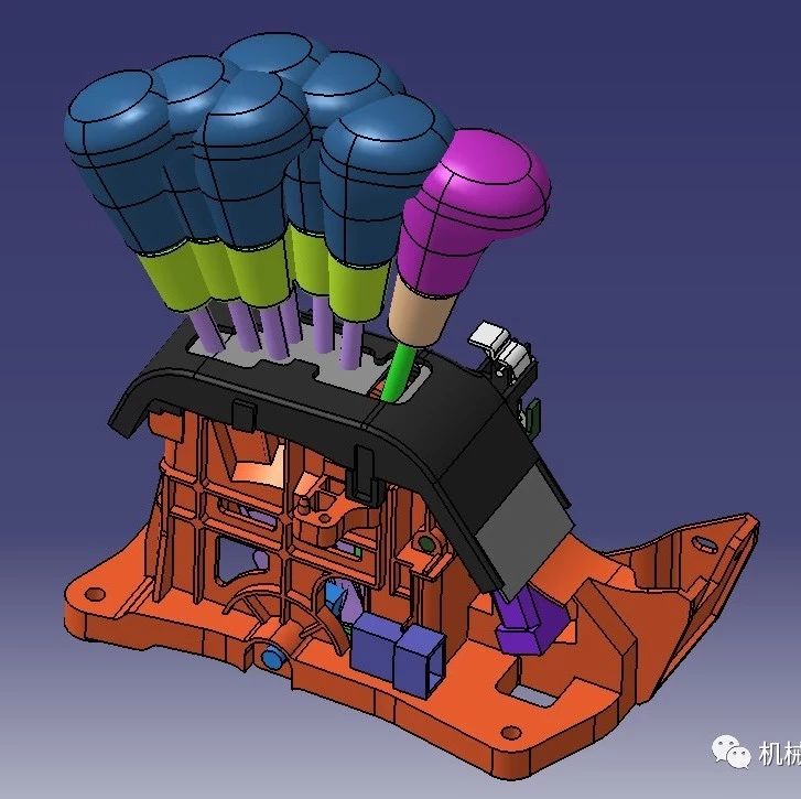 【工程机械】变速器排杆总成3D模型图纸 STP格式