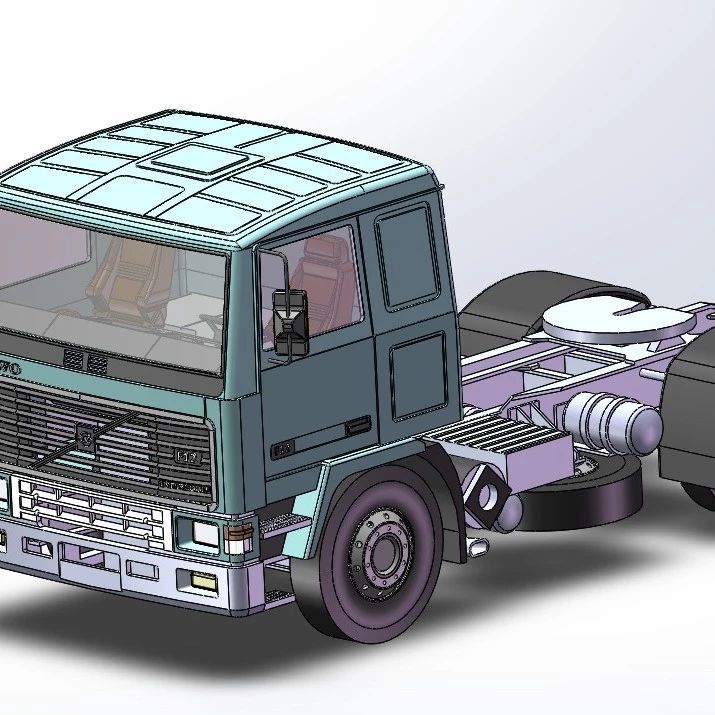 【其他车型】简易VOLVO挂车牵引车模型3D图纸 Solidworks设计