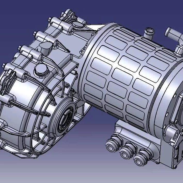 【工程机械】新能源电动汽车电机驱动系统3D模型图纸 STEP格式